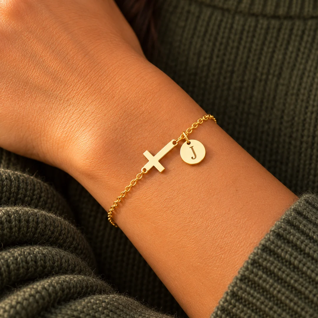 The Initial Cross Bracelet